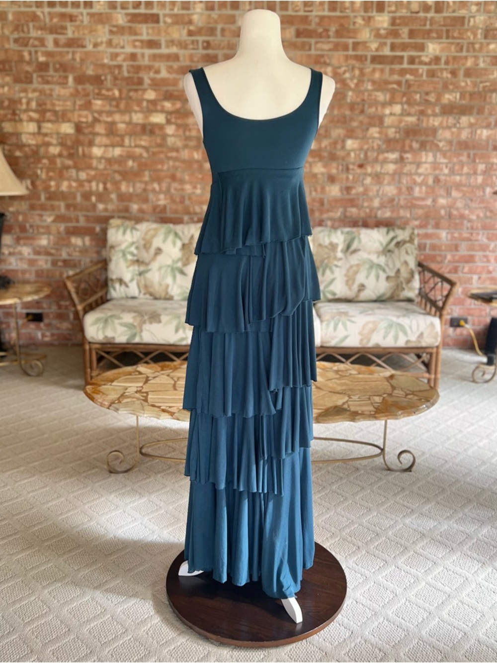 Soft Surroundings Dominique Maxi Dress Blue Layered Tiered Knit Sleeveless XS - Picture 7 of 14
